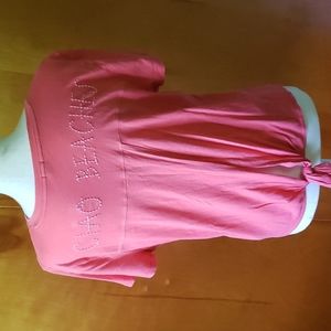 Cropped Tie Back Embroidered Tee